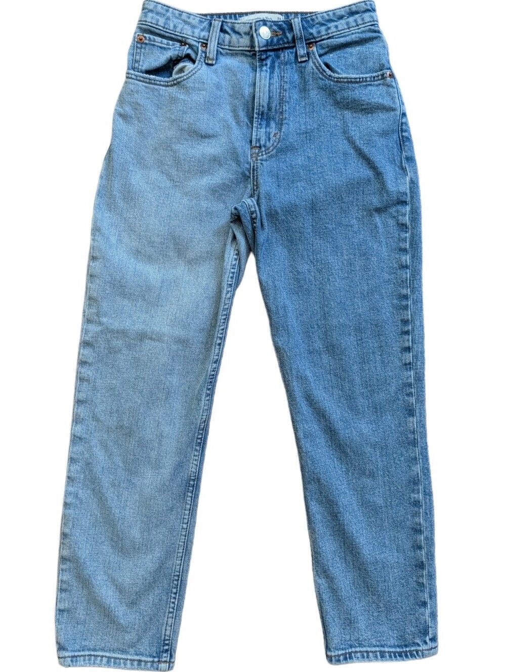 Abercrombie Womens Two Tone Blue Curve Love The Mom High Rise Jeans Size 24/00s